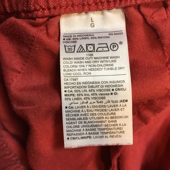 Old Navy Womens L Linen Rayon High Rise Wide Leg Pants Pink Myrrh Pockets - Picture 11 of 11